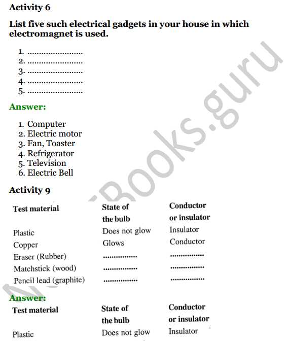 chapter 7 electricity test answers