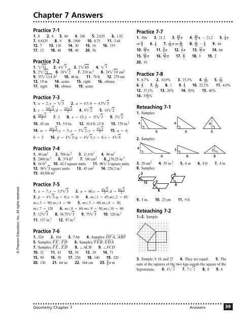 chapter 7 test form b geometry answers