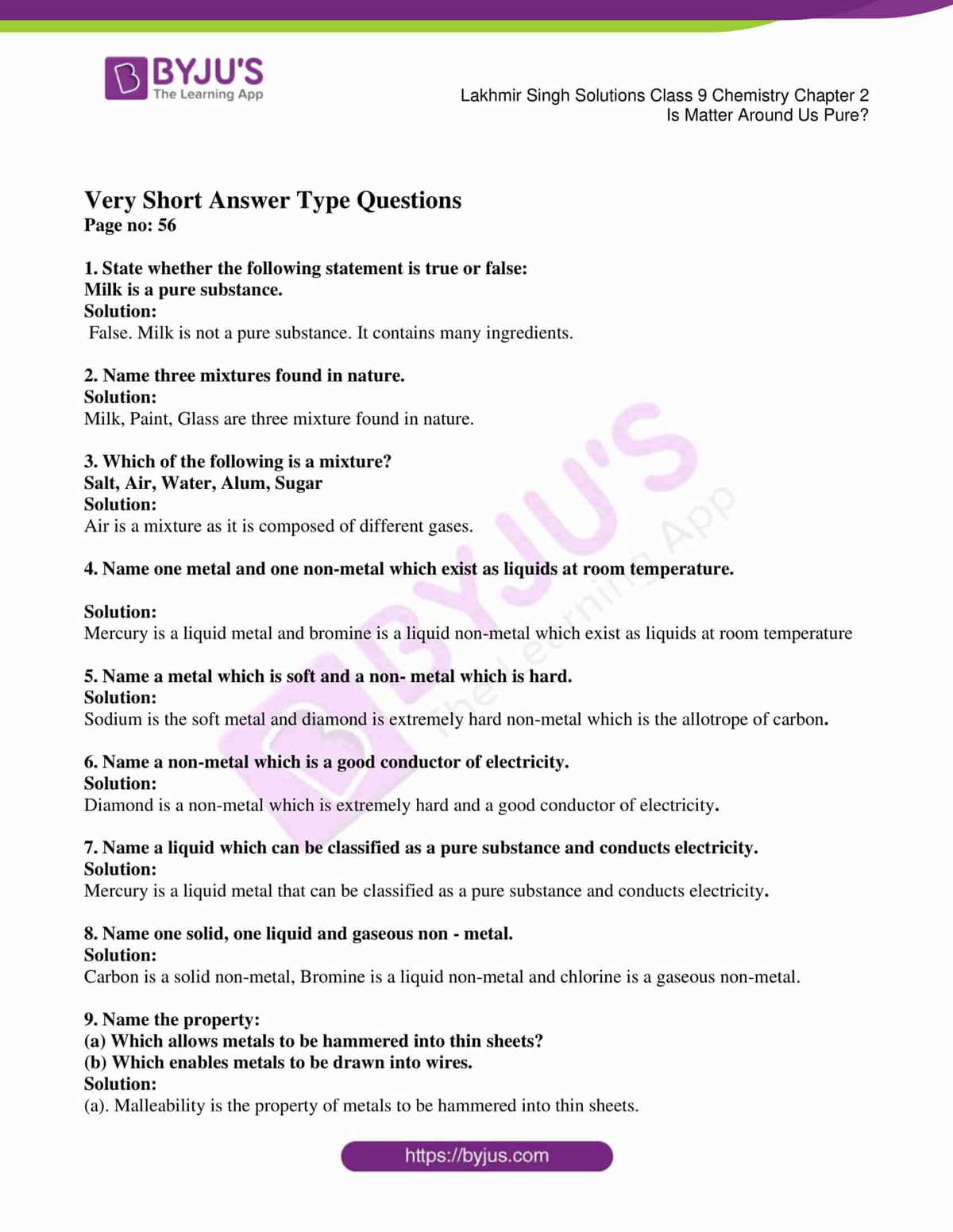 chapter 9 chemistry test answer key