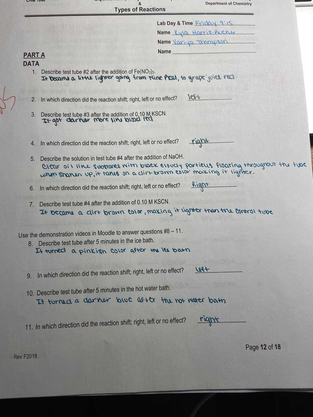 chapter 9 chemistry test answer key
