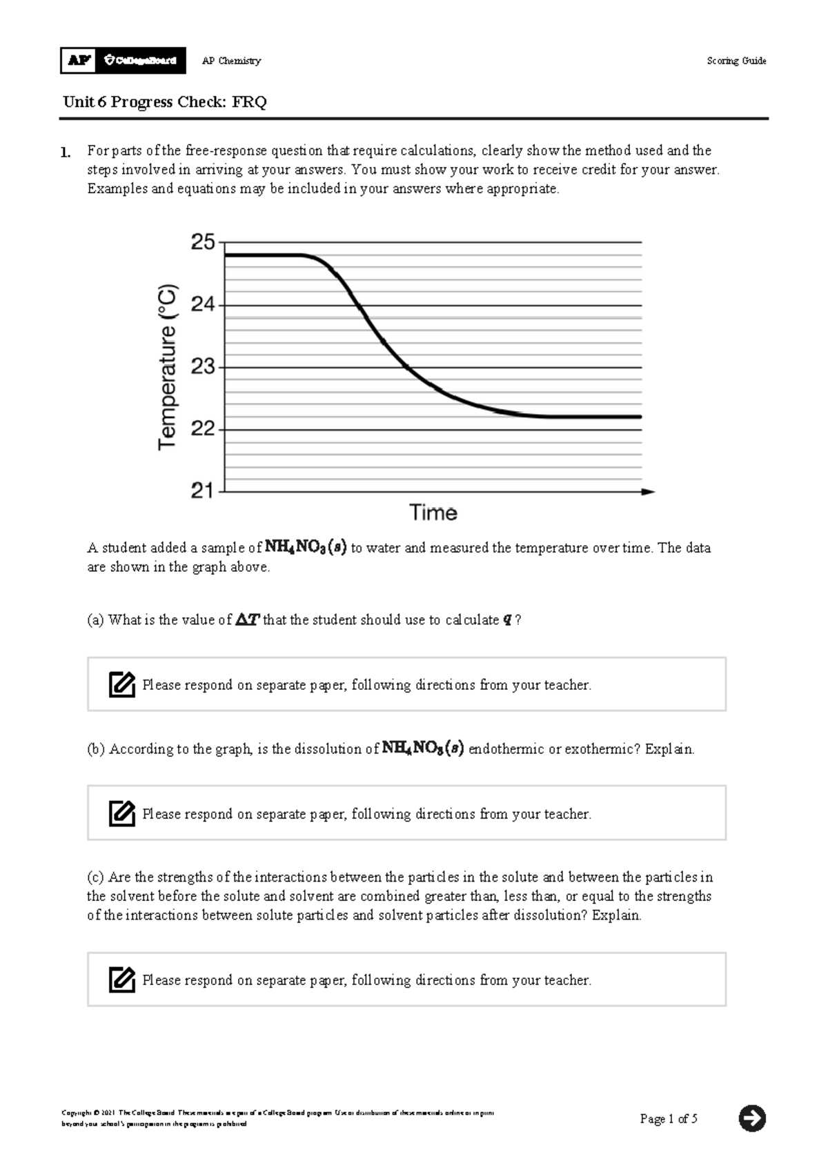 chemistry unit 6 test answers