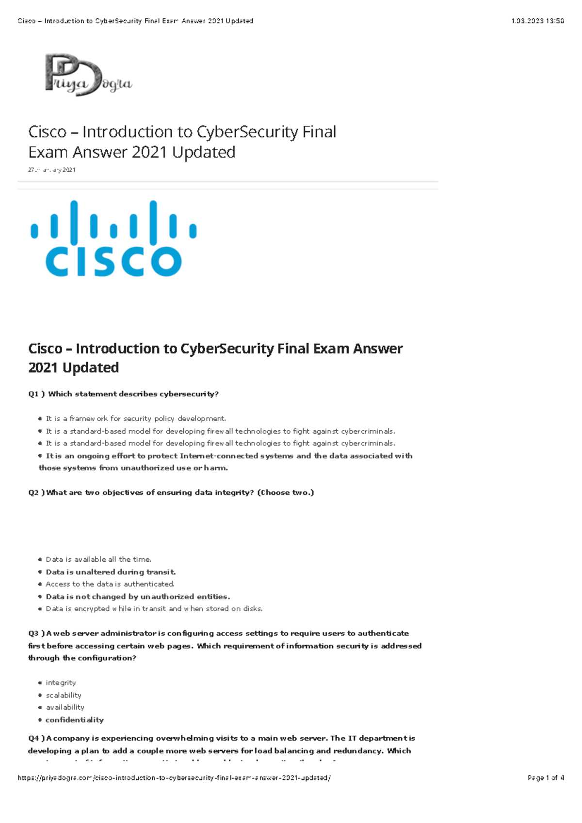 cisco final exam answers
