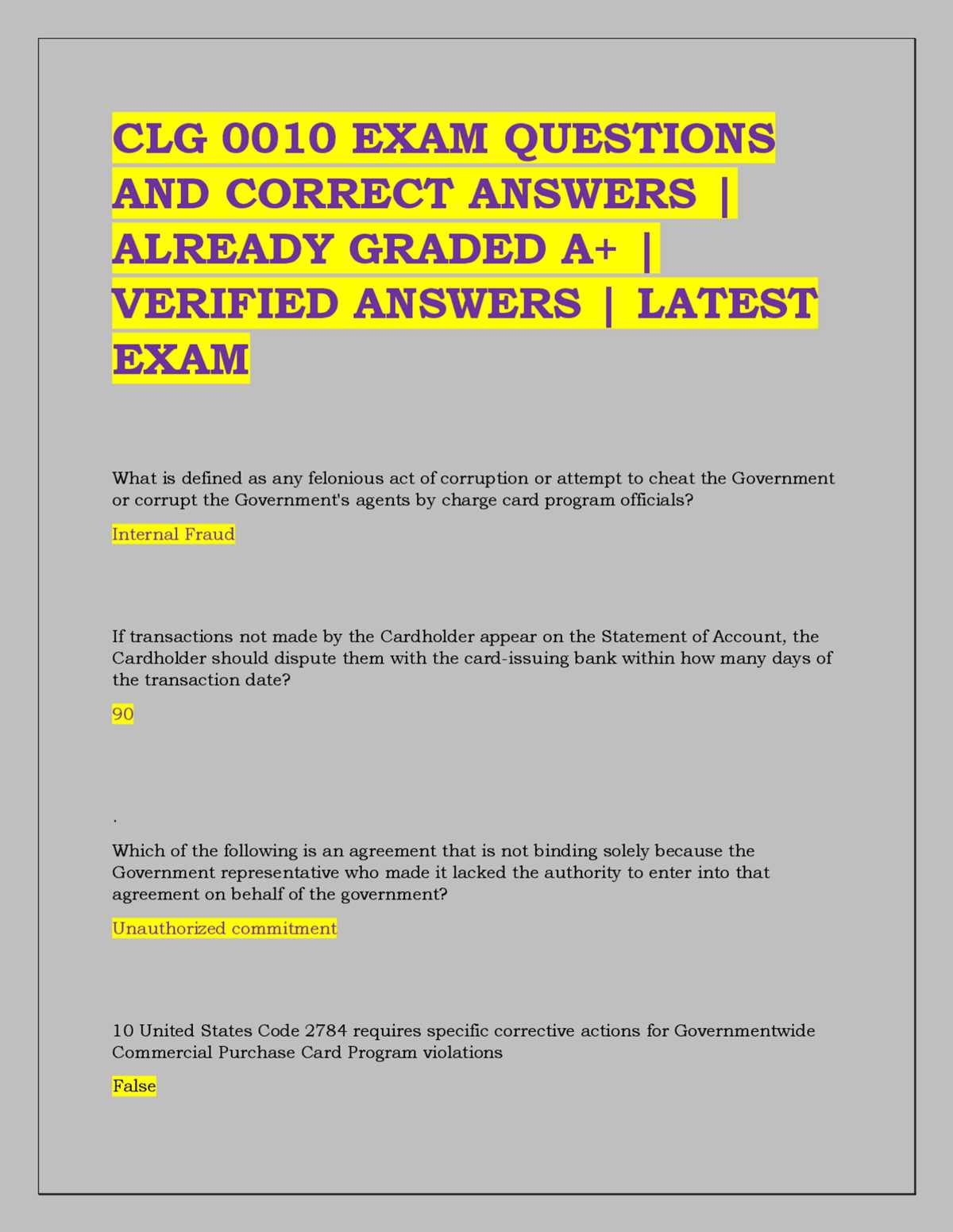 clg 0010 test answers