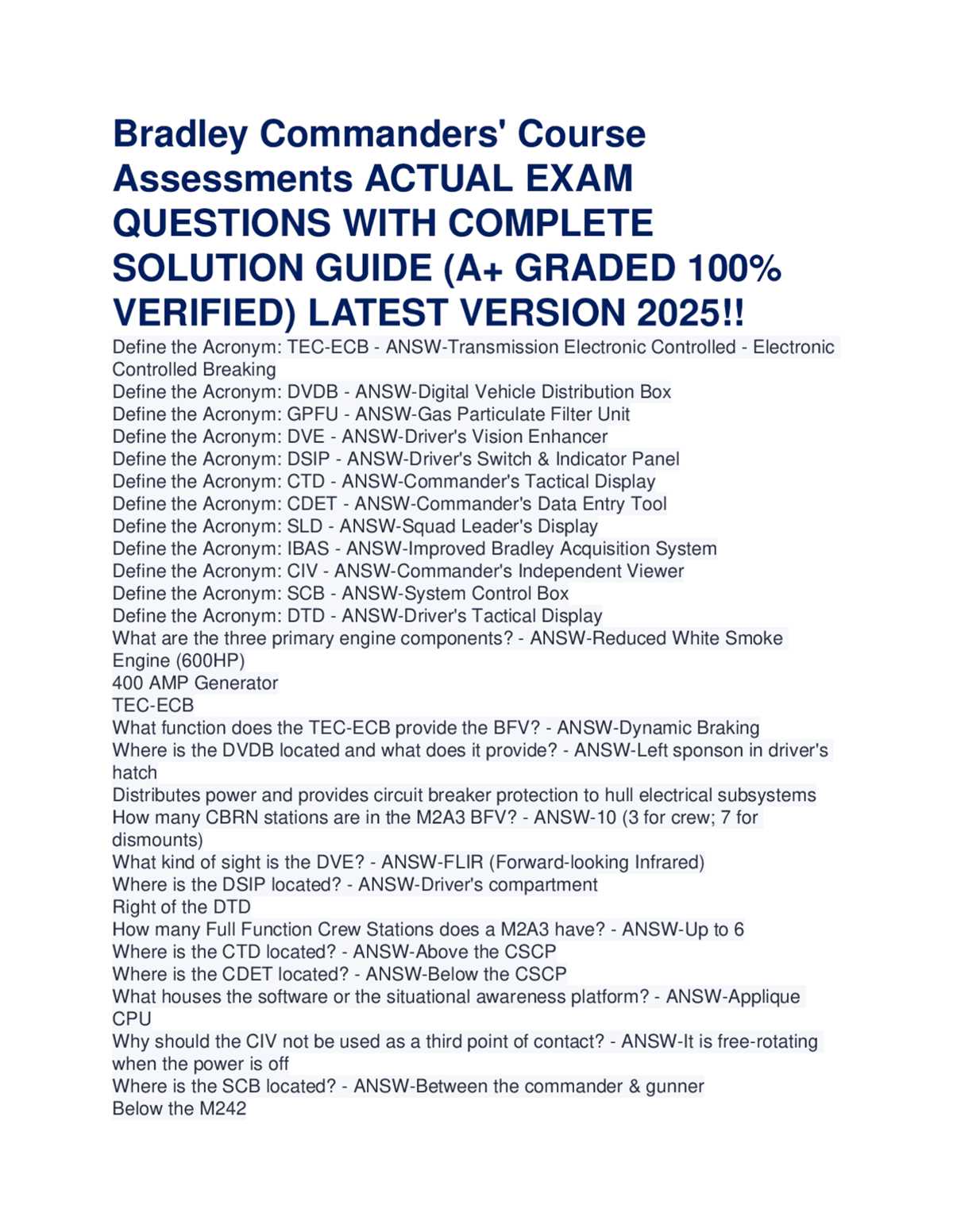 commanders course test 1 answers