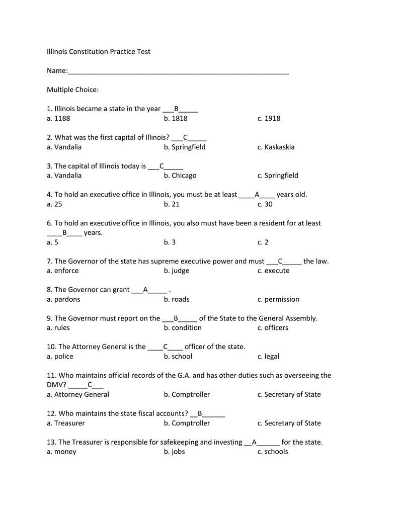 constitution test questions and answers
