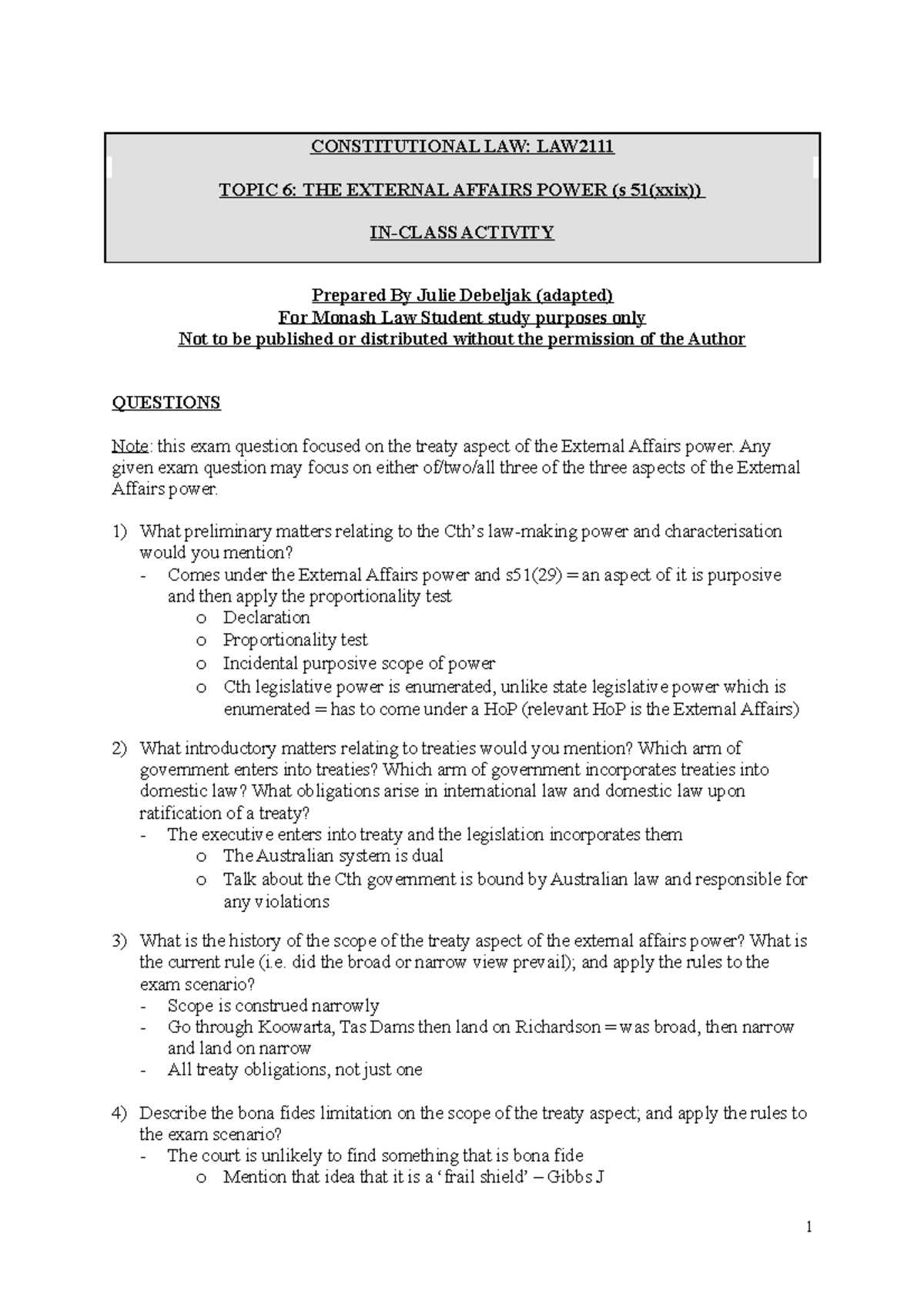 constitutional law practice exam and answers