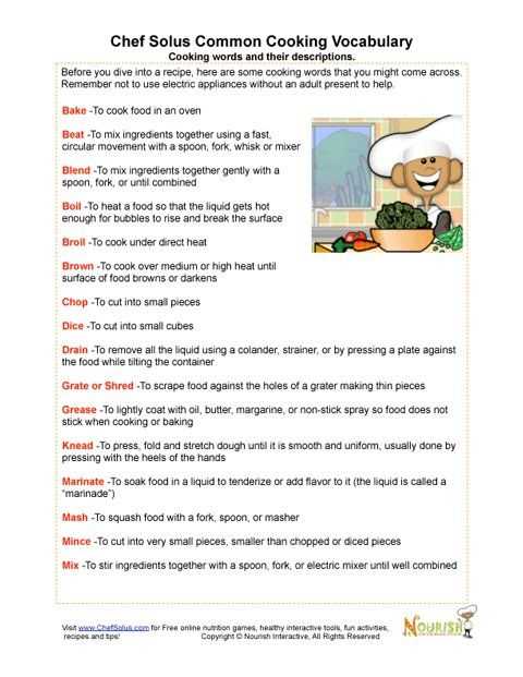 cooking skills basic food preparation test answers