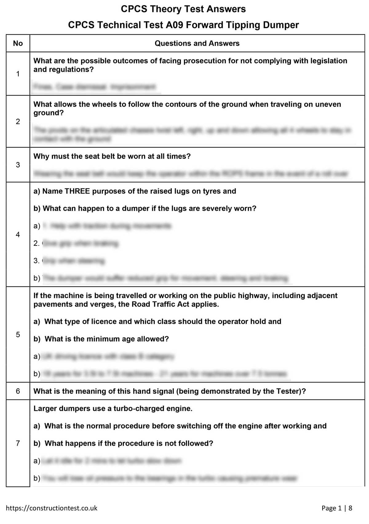 cpcs dumper theory test answers free