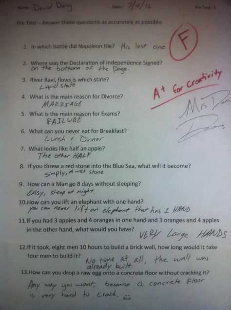 crazy exam answers