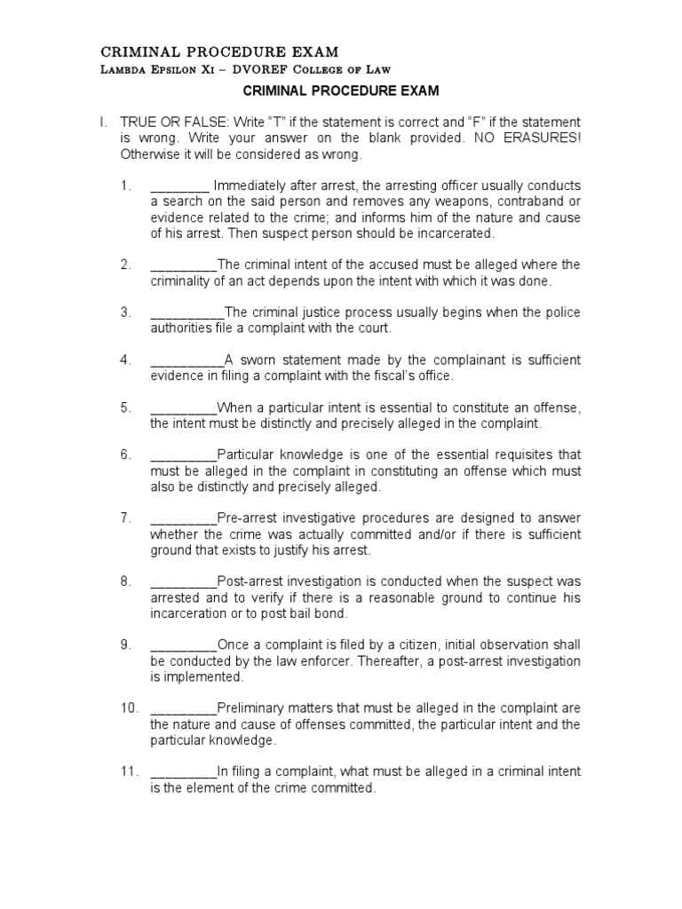 criminal justice test questions and answers