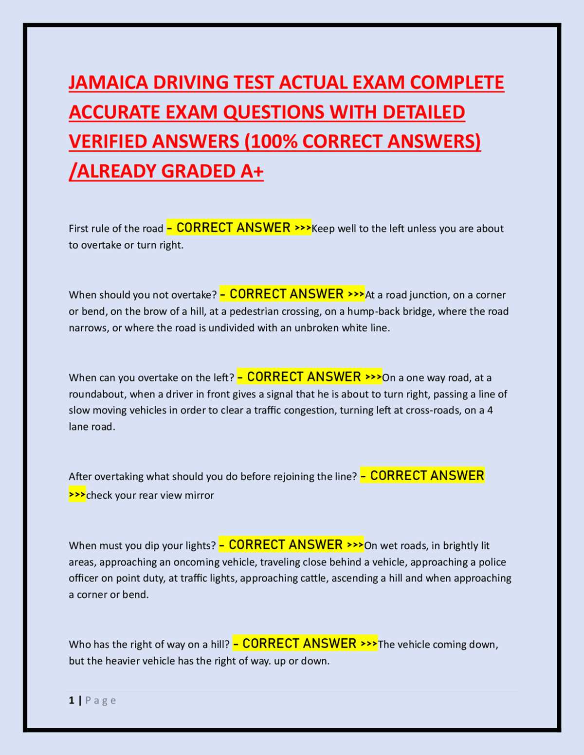 dip test answers