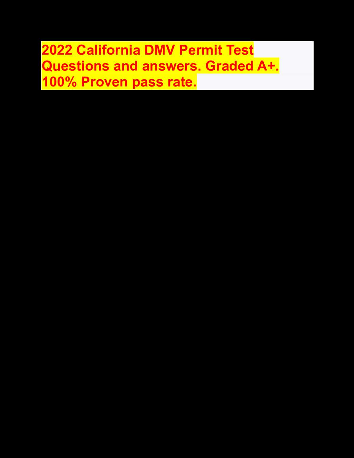dmv california permit test answers