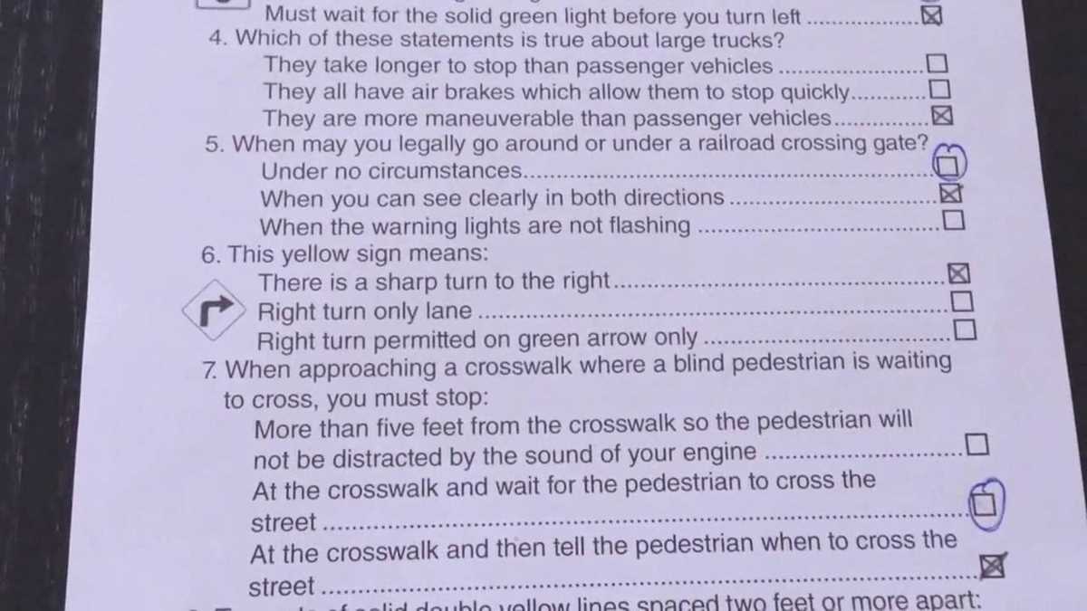 dmv written test answers california