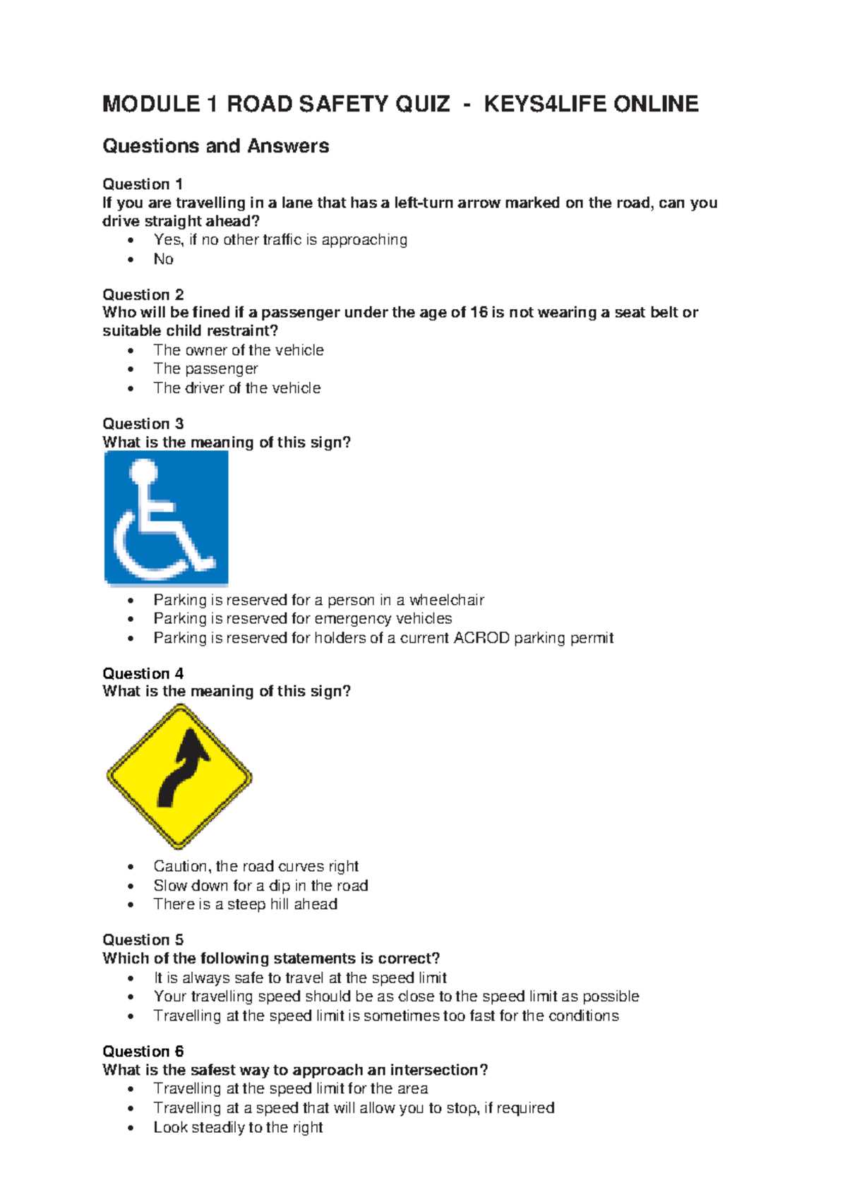 drive safely exam answers