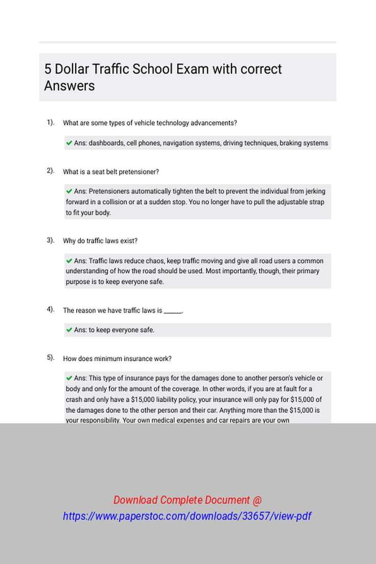 driving school final exam answers