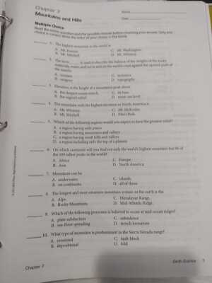 earth science chapter tests answer key