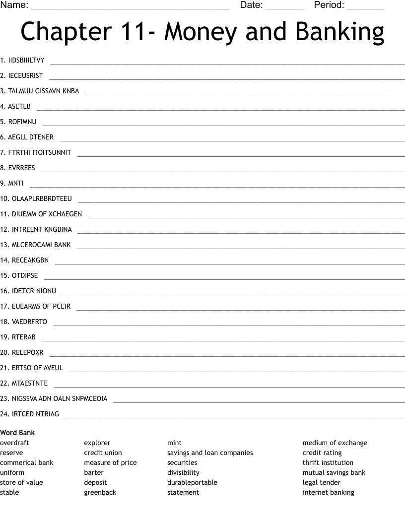 economics chapter 10 money and banking test answers