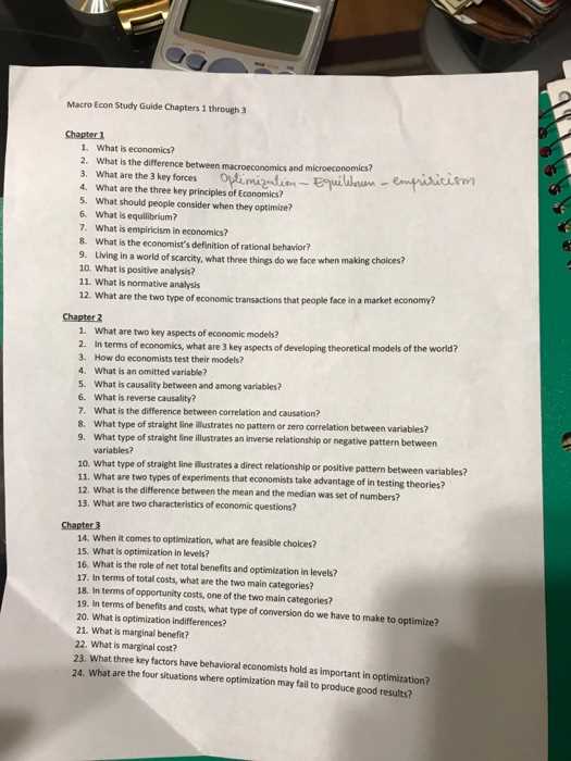 economics chapter 2 test answer key