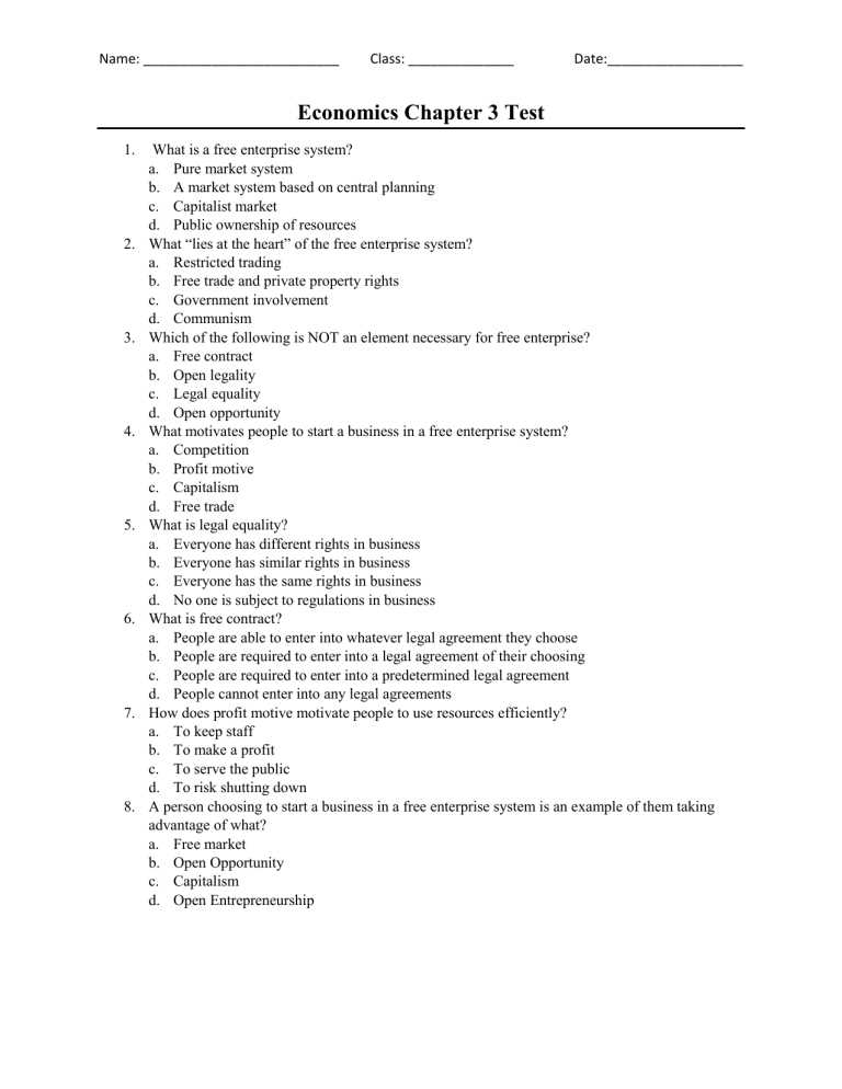 economics unit 1 test answers