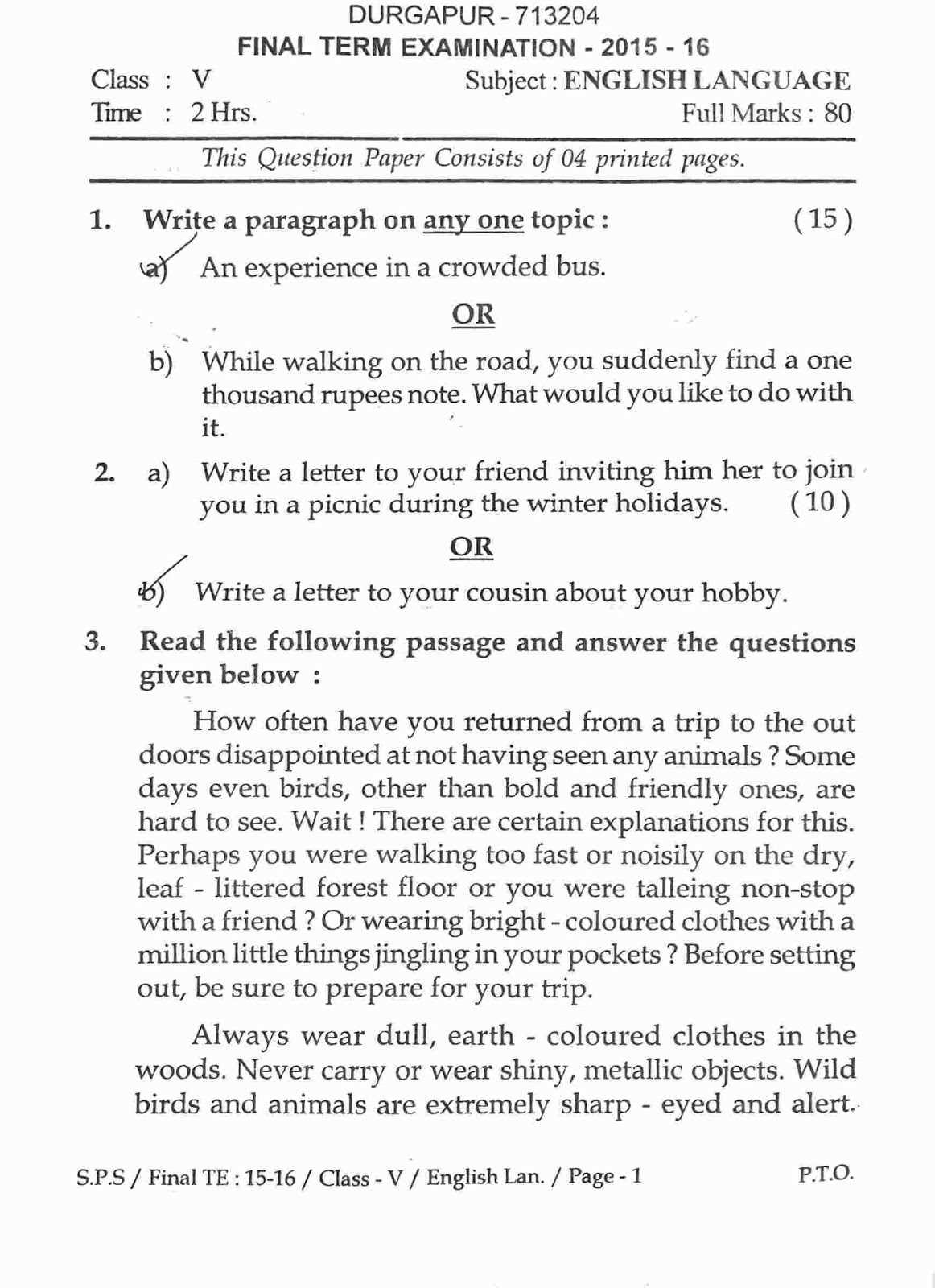english language bank exam question answers