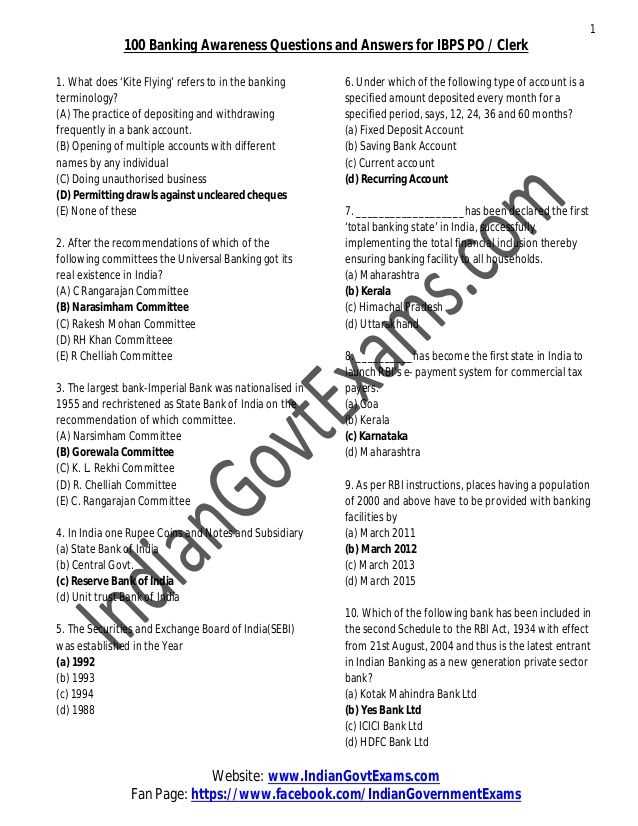 english questions for bank exams with answers