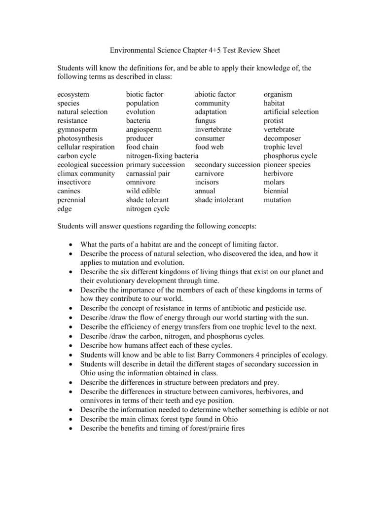 environmental science chapter 15 test answers