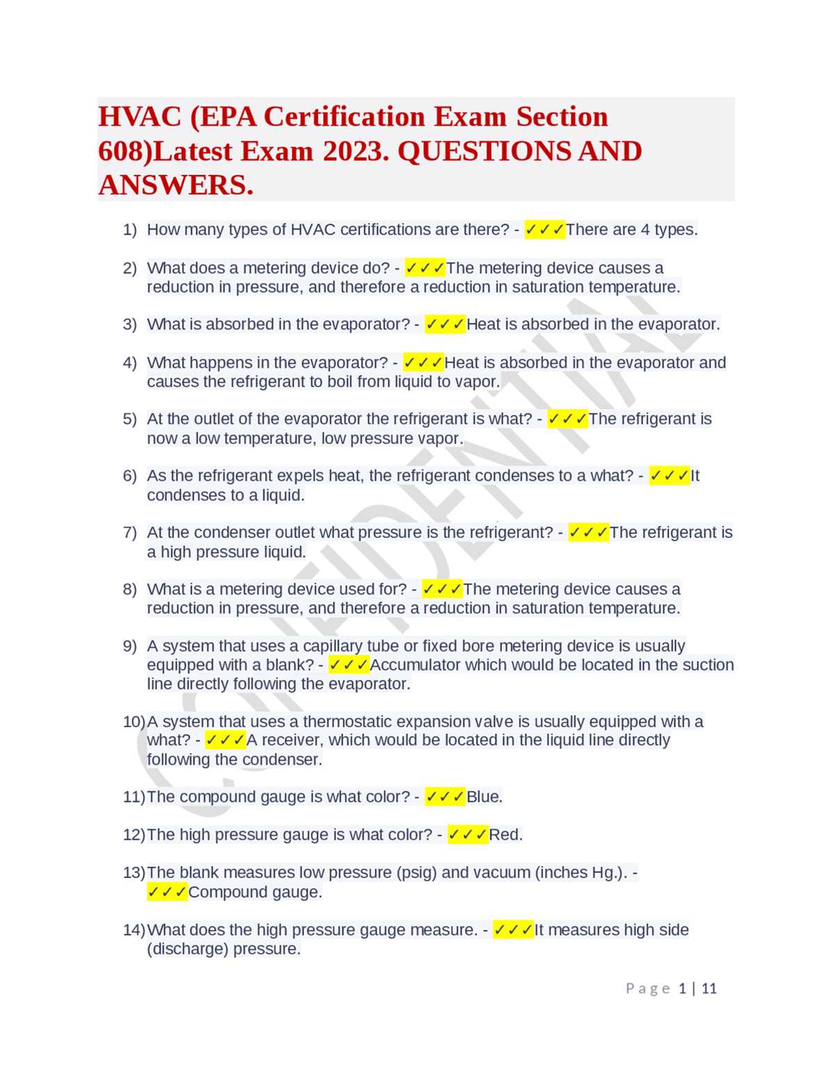 epa hvac test answers