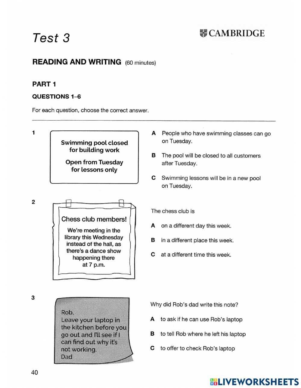 exam essentials test 3 reading answers