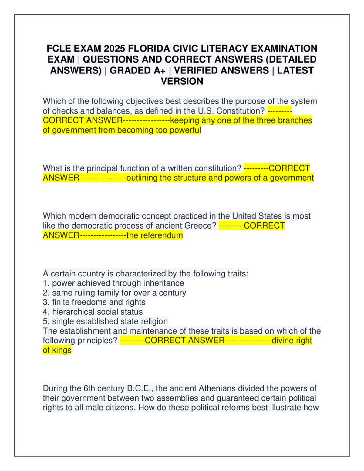 fcle test answers