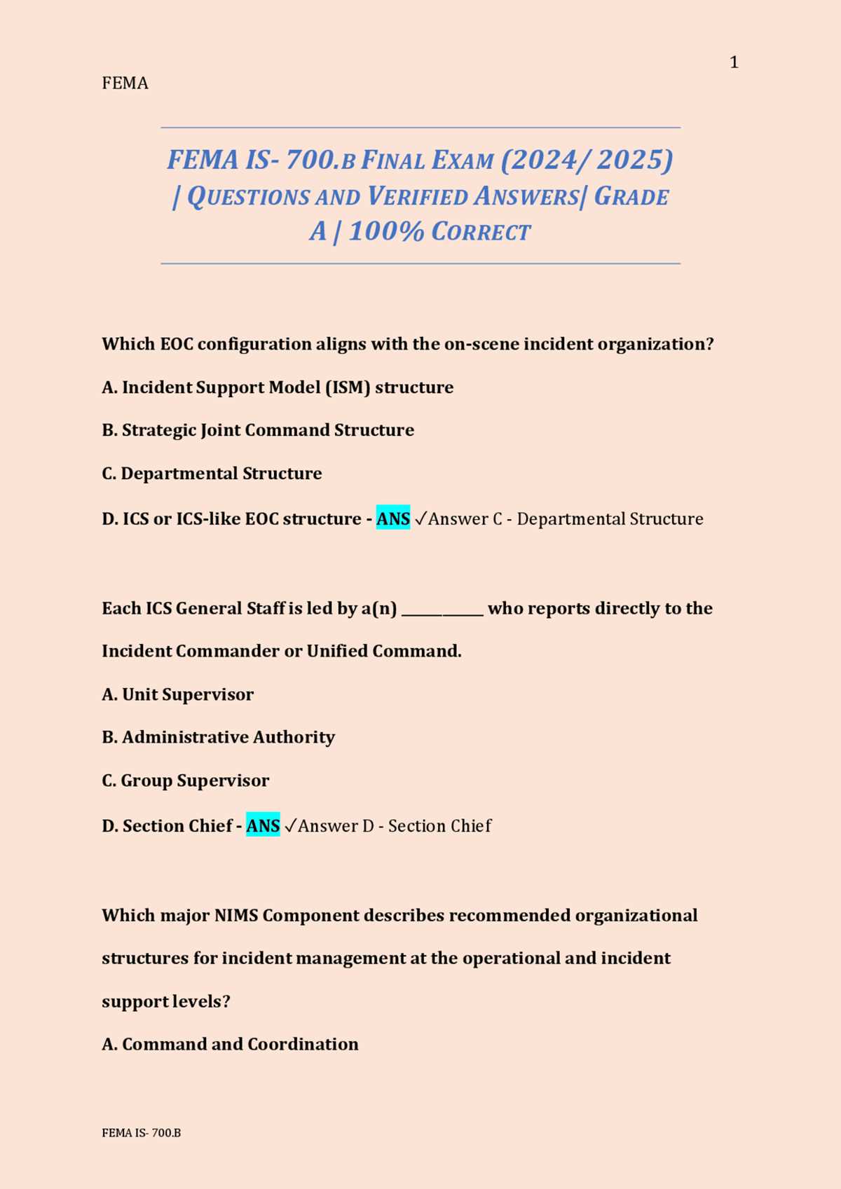 fema is 700b exam answers