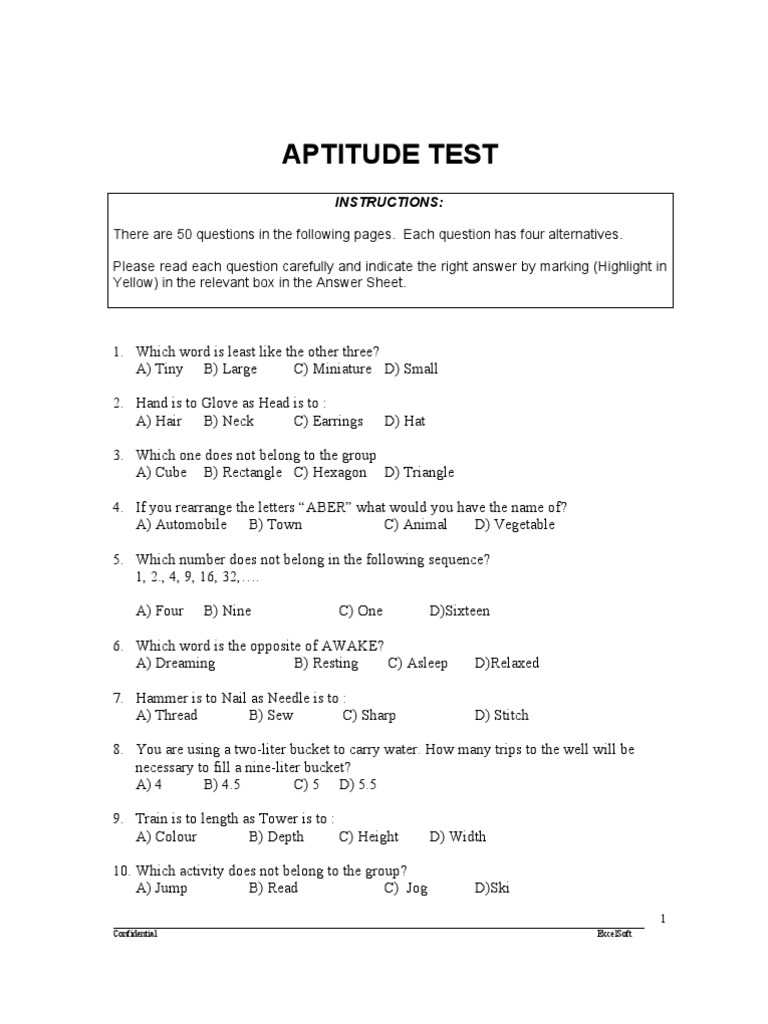 free aptitude tests and answers