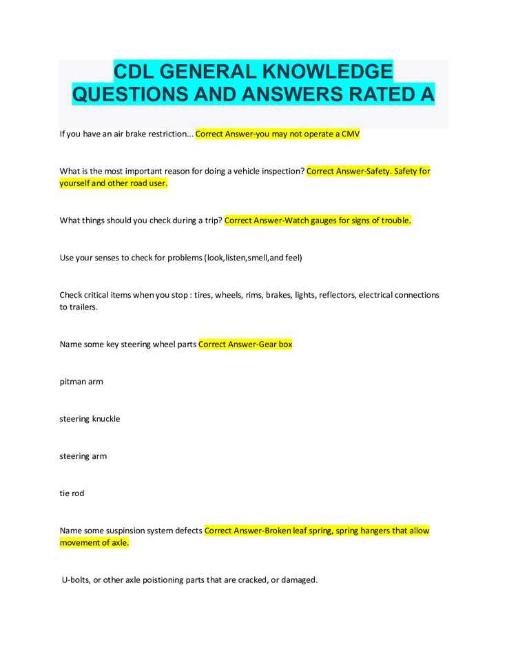 free cdl general knowledge test answers