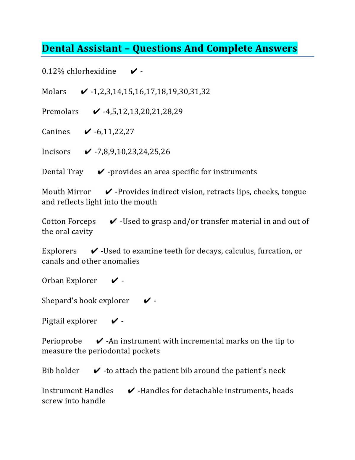 free dental assistant practice test with answers