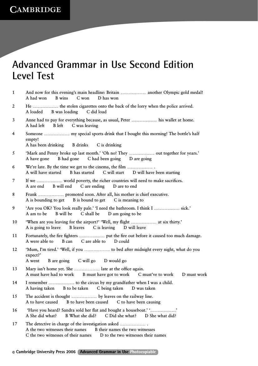 free online grammar test with answers