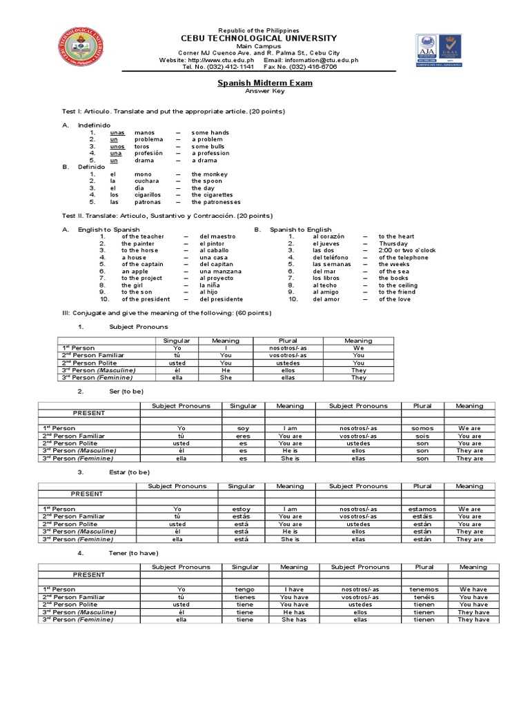 french 1 midterm exam answers