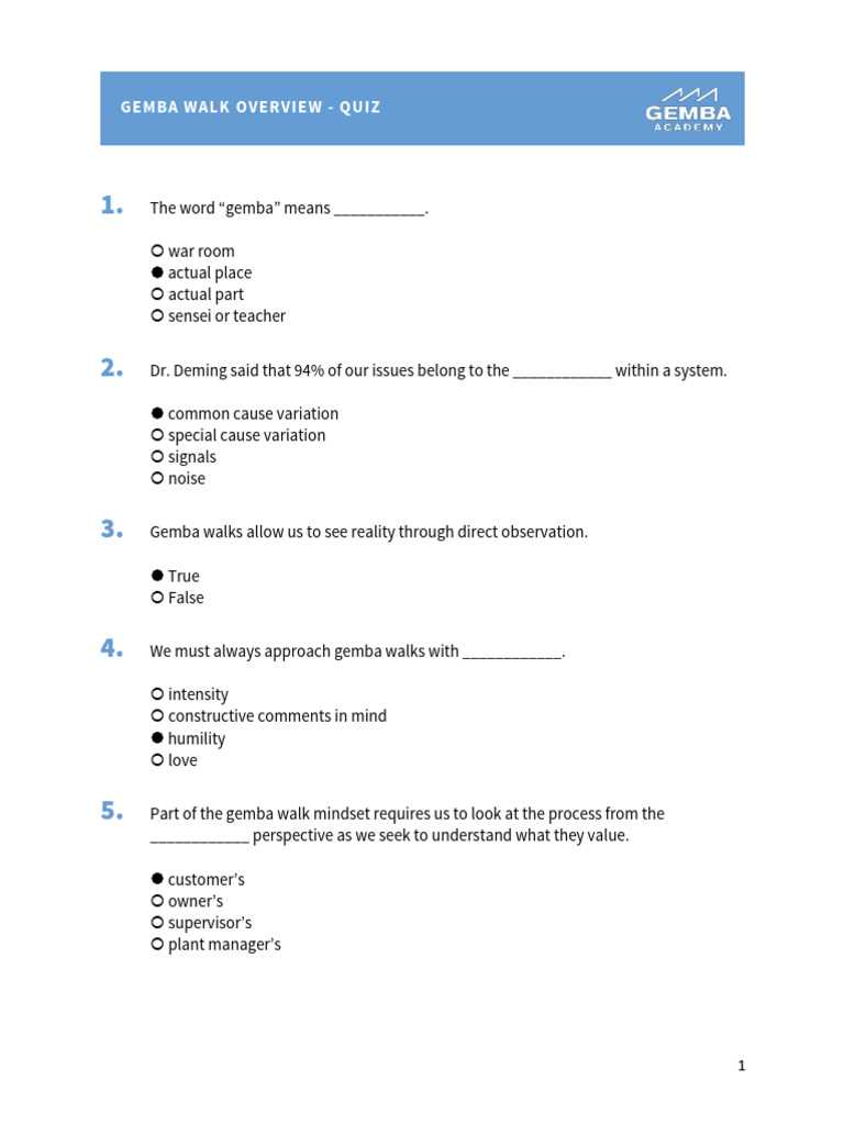 gemba academy test answers