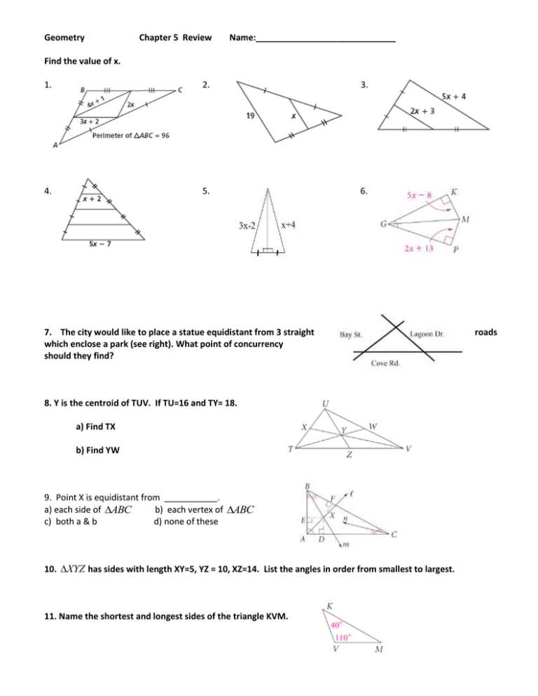 geometry chapter 5 test answer key