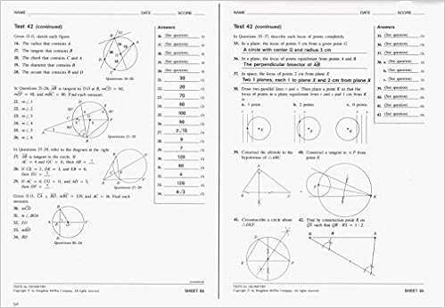 geometry topic 7 test answer key