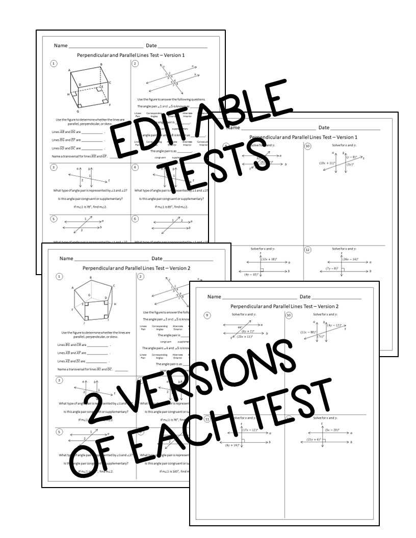 geometry unit 3 test parallel and perpendicular lines answers