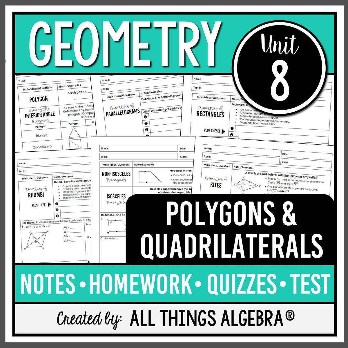 geometry unit 7 test answer key polygons and quadrilaterals