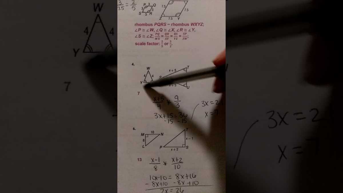 glencoe geometry chapter 7 test answers