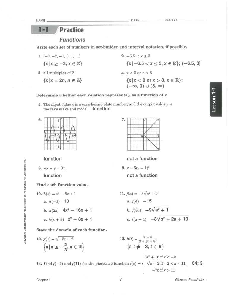 glencoe precalculus test answers