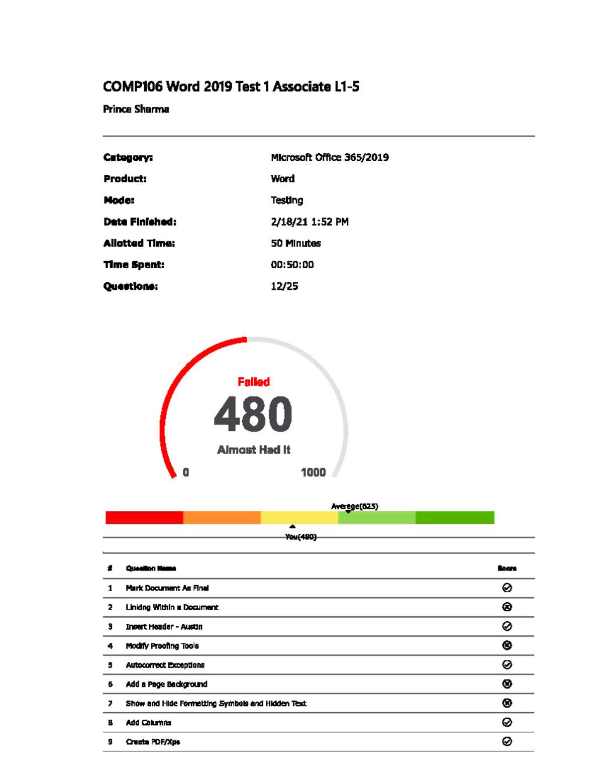 gmetrix exam 1 answers