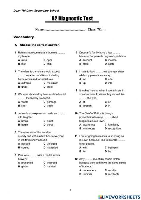 grammar diagnostic test answers