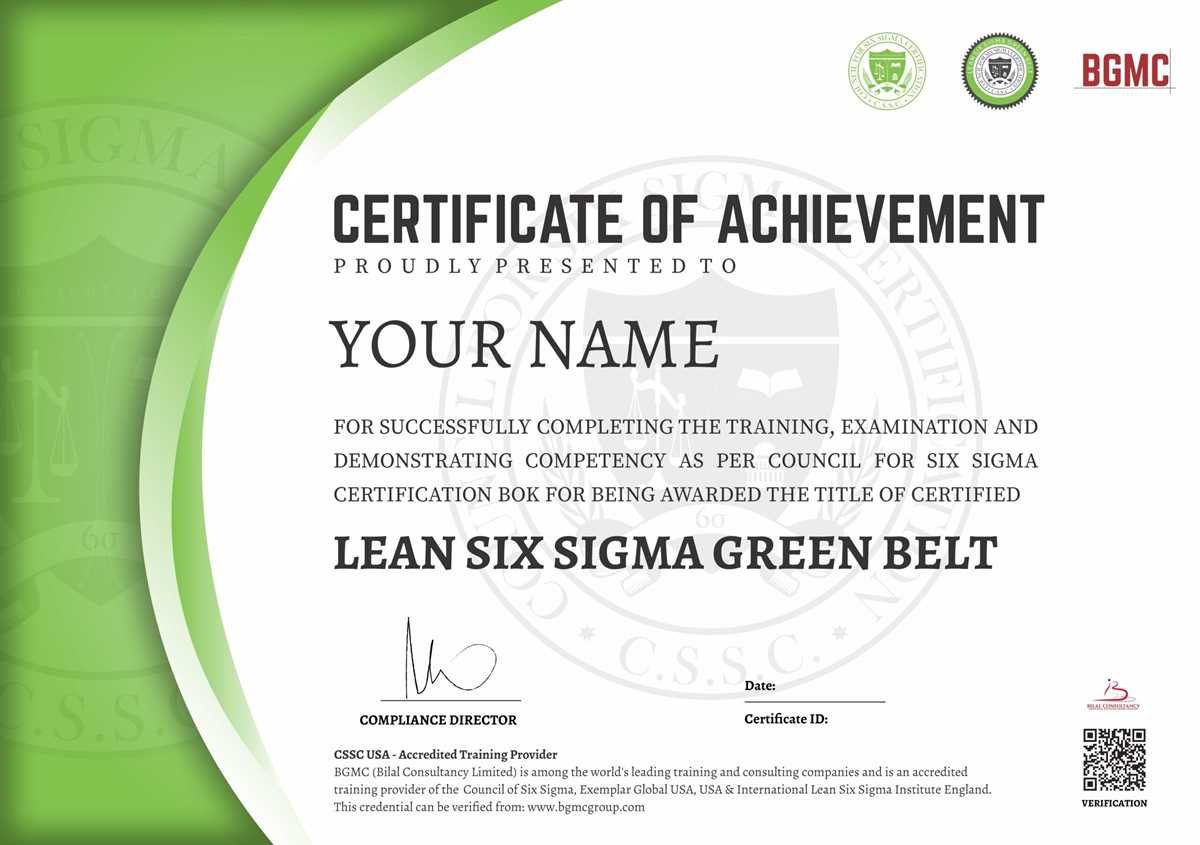 green belt test answers