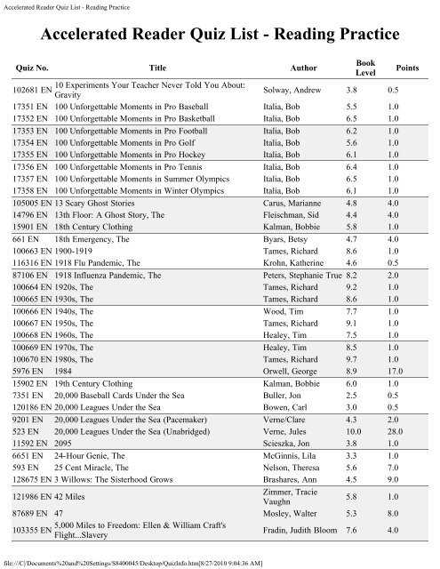 harry potter accelerated reader test answers