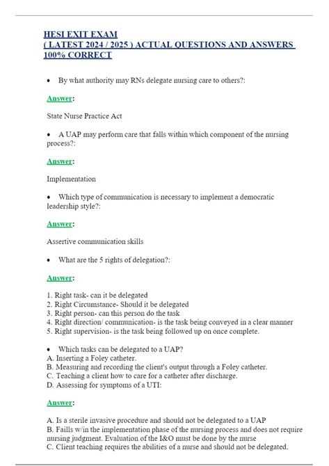 hesi exit exam answers