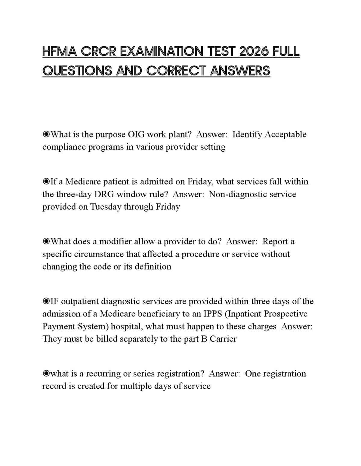 hfma crcr test answers 2026