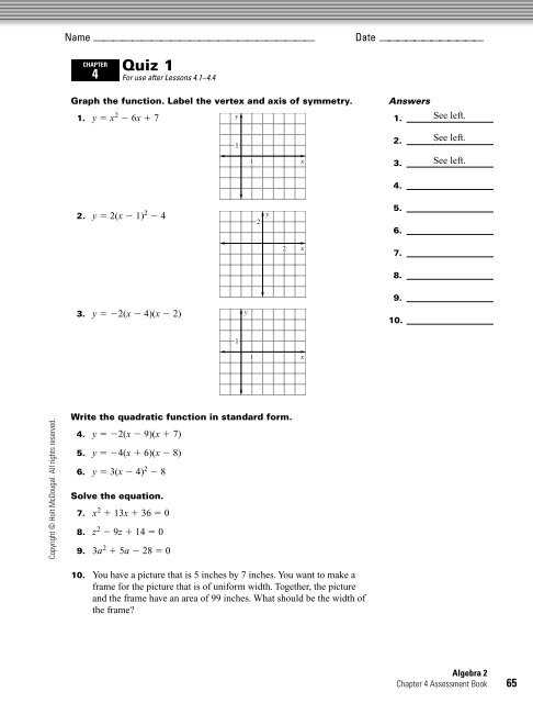 holt mcdougal algebra 2 chapter 7 test answers holt mcdougal algebra 2 chapter 7 test answers