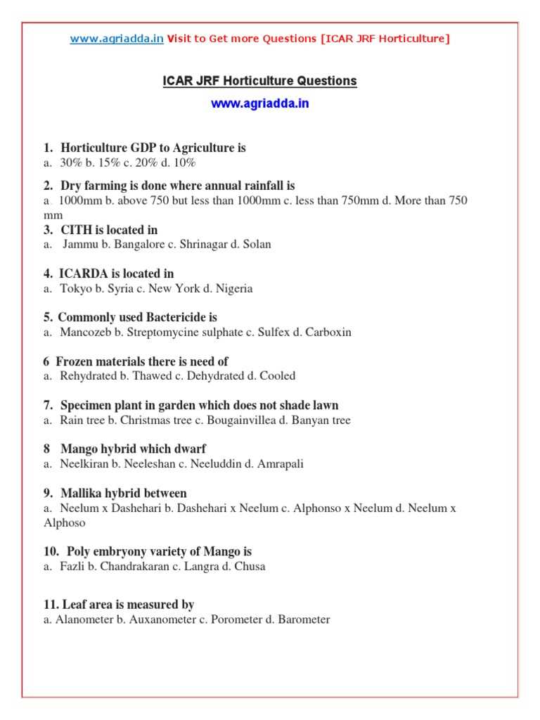 horticulture exam questions and answers